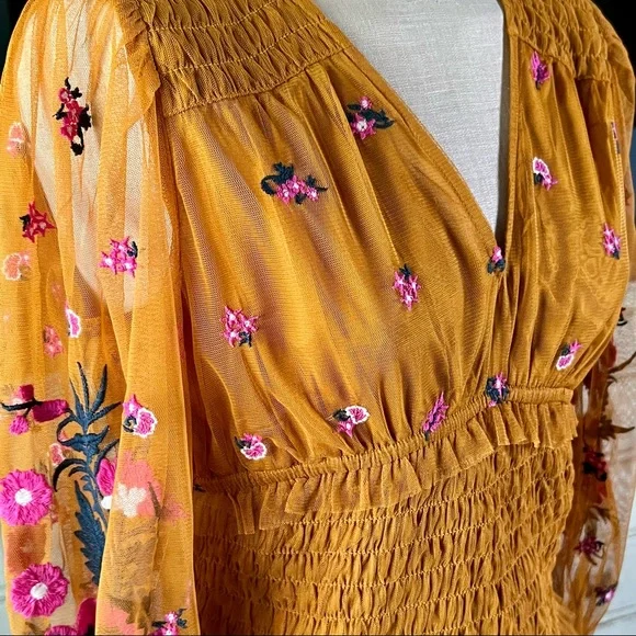 Anthropologie Smocked Tulle Blouse Top MP - Picture 4 of 16